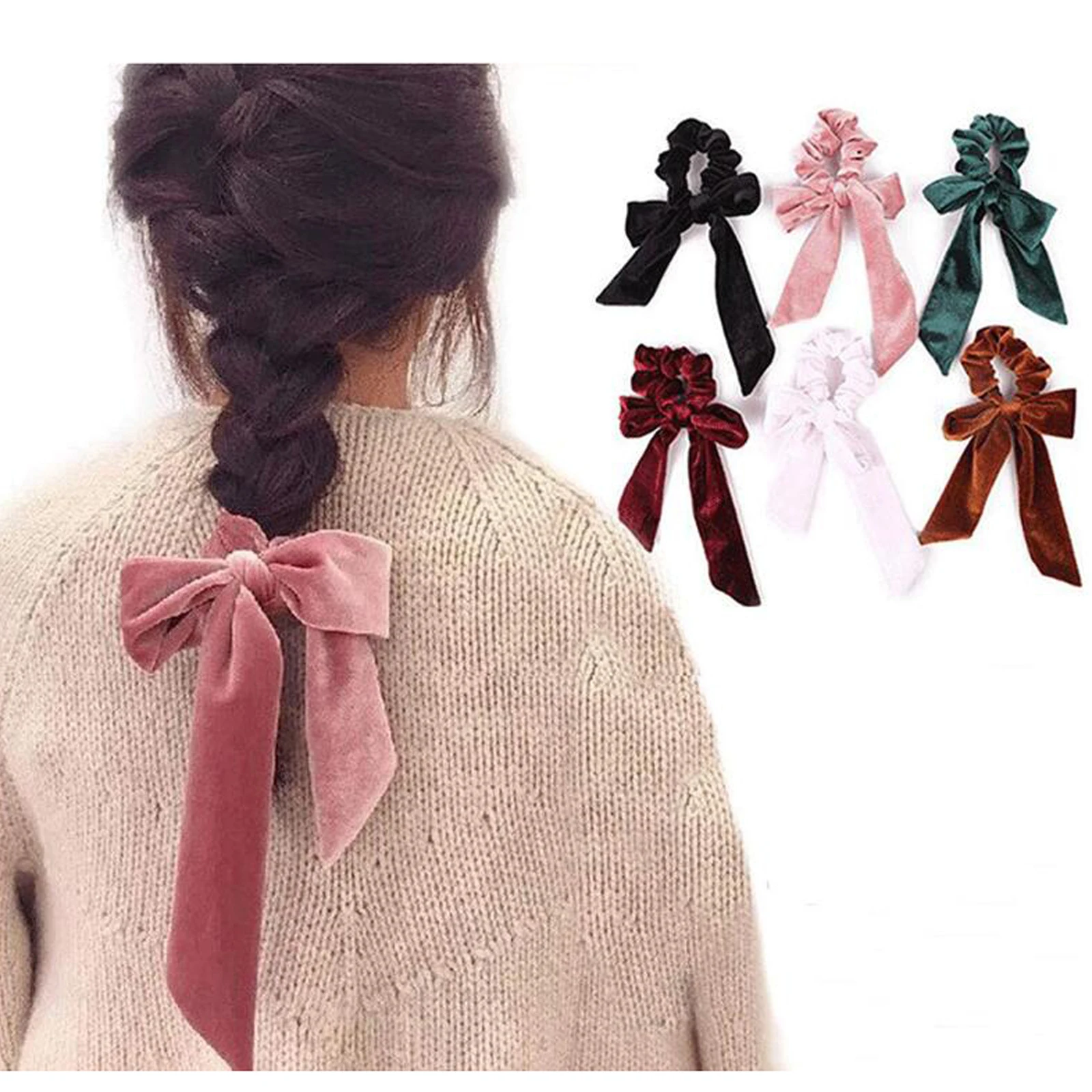 

New Arrival Summer Hair Scrunchies Soft velvet Cloth Hairband Solid Elastic Hair Ropes Ponytail Holder Headbands Hair Scarf