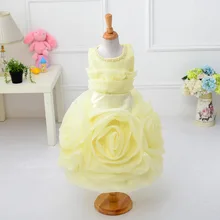 Новое поступление Детские Платья для девочек на свадьбу красивая Роза Pleat Платье для первого причастия одноцветное бальное платье