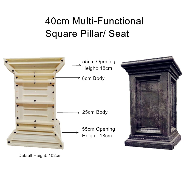 40 см(15,74 дюйма) ABS GRC простой многофункциональный классический стиль бетона Римский Столб Плесень сиденье-Гибкое, чтобы быть квадратным столбом