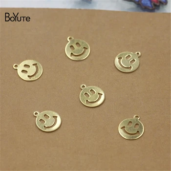 

BoYuTe 1000Pcs 8MM Metal Brass Smile Face Charms for Jewelry Making