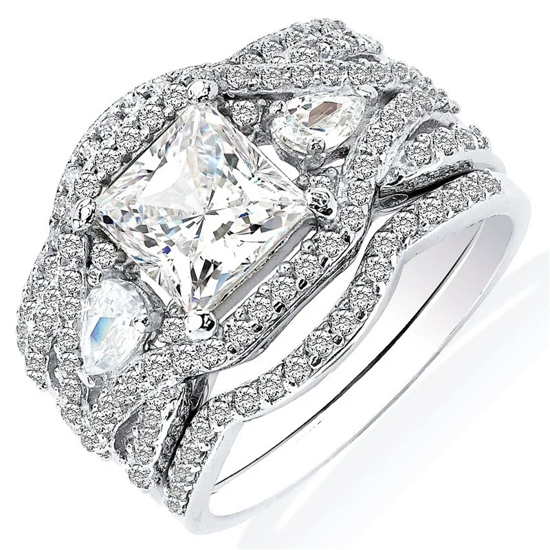 

Luxury ladies ring copper alloy ring three-in-one ring