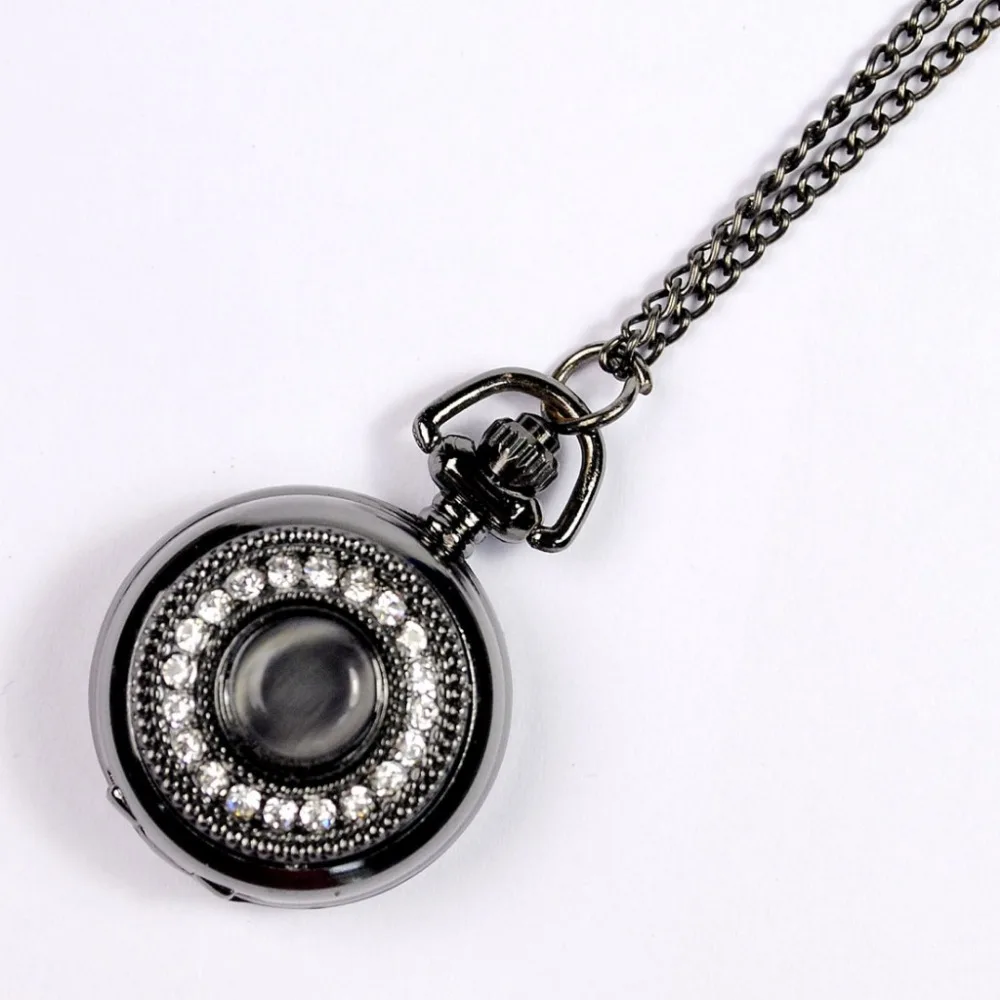Montre De Poche Rétro Pour Femmes, Nouveau Style, Diamant, Éblouissant, Noir, Bijoux, Quartz, Offre Spéciale