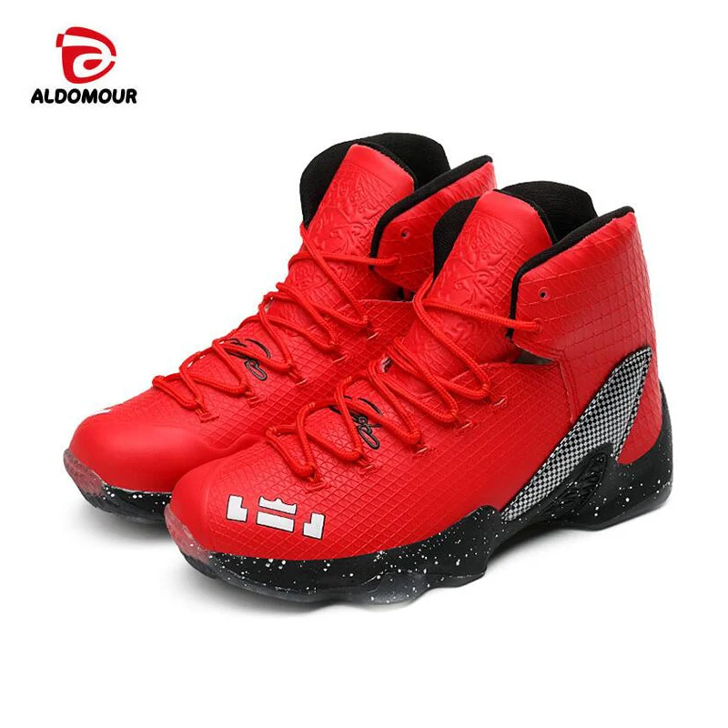 Image ALDOMOUR Kids Basketball Shoes Boys Girls Sneakers Shockproof Running Walking Shoes Outdoor Indoor Basketball Training Shoes