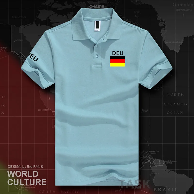 Немецкие Deutschland рубашки поло мужские с коротким рукавом белые бренды с принтом для страны хлопок Национальный флаг команда Новая мода - Цвет: polo-lightblue
