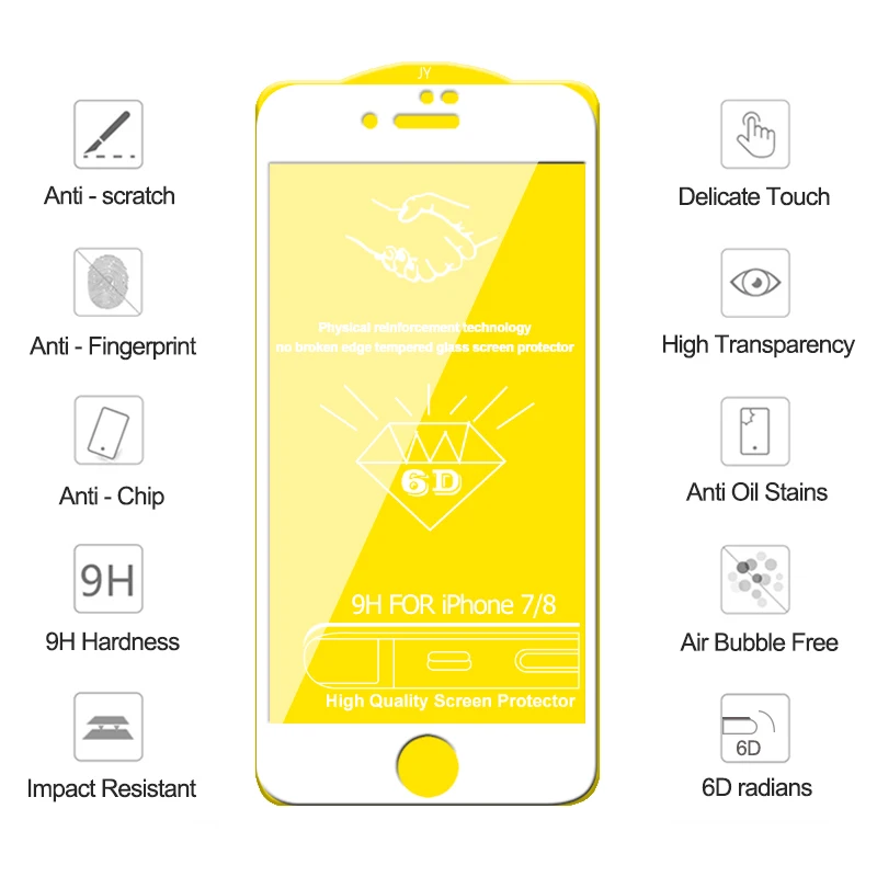 6D закаленное стекло для iPhone 6 7 Plus 6s защита экрана на 8 Plus изогнутое полное Защитное стекло для iPhone 7 Plus 6 s стекло