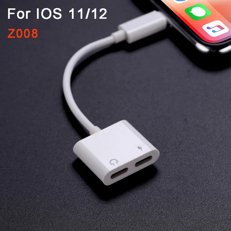Hot products For IOS11 12 Dual Adapter For Iphone Charge Headphone Adaptor For Iphone7 8 10X Converter 2 In 1 Earphone Adaptores