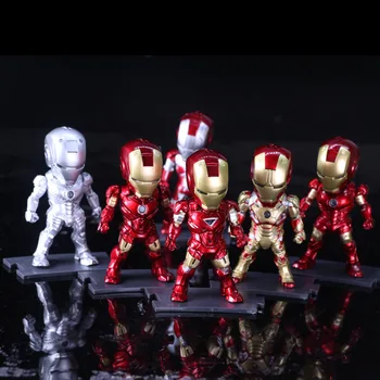 

Anime Iron Man Eye Light Function Mark 2 3 4 5 6 42 PVC Action Figure Ironman Figurine Collectible Model Doll Toys 9cm 6Pcs/set