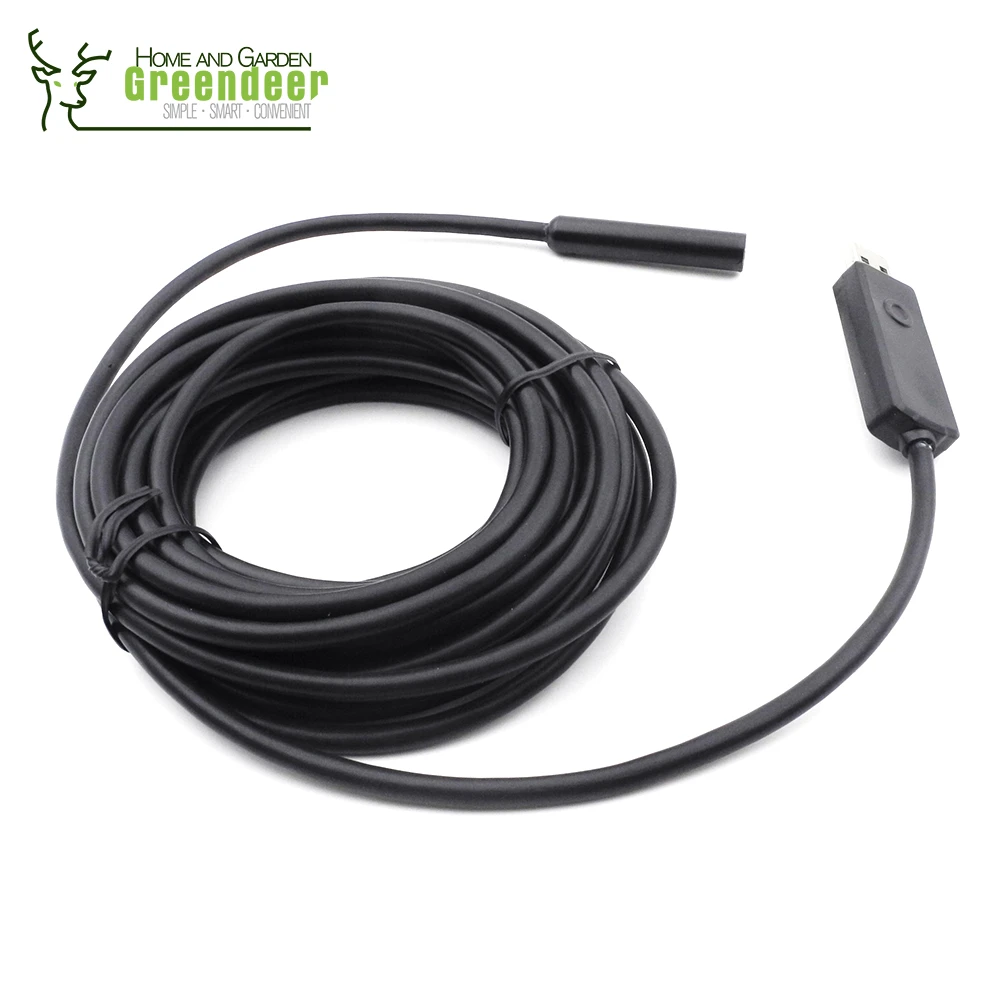 USB Mini Camera Dia=7mm 5M Endoscope Microscope 6LED Low Light Waterproof IP67