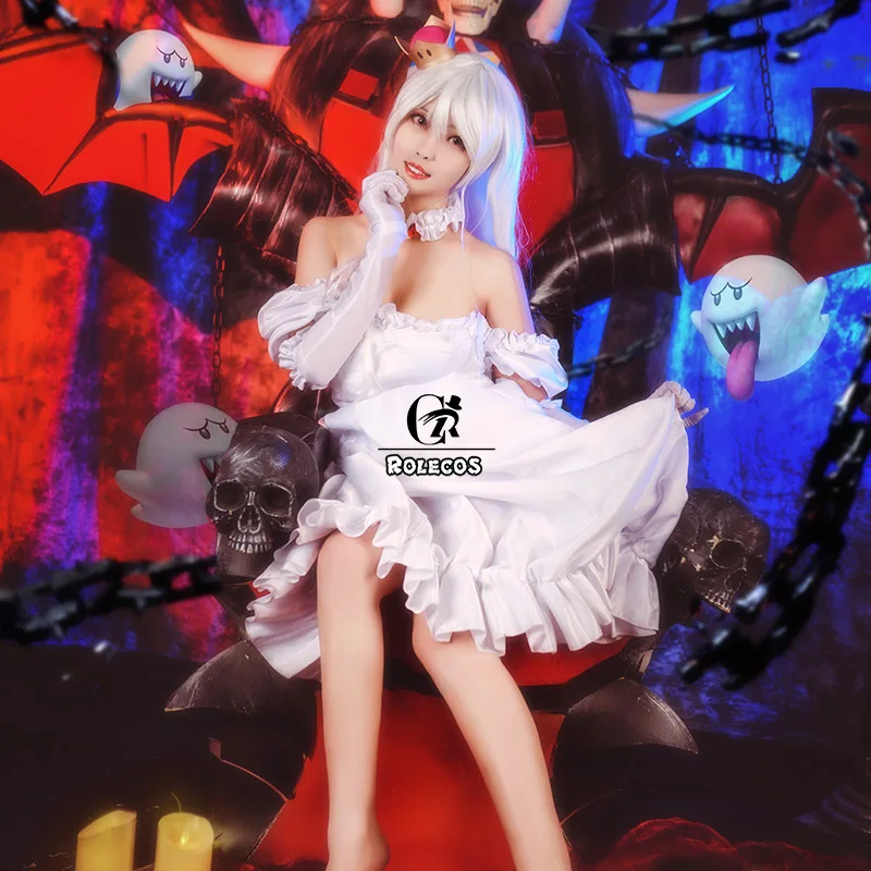 ROLECOS Bowsette Boosette Cosplay Costume Women Sexy Dress Anime Kuppa Koopa-hime Princess Cosplay White Dress Christmas Party ROLECOS Bowsette Boosette Cosplay Costume Women Sexy Dress Anime Kuppa Koopa-hime Princess Cosplay White Dress Christmas Party