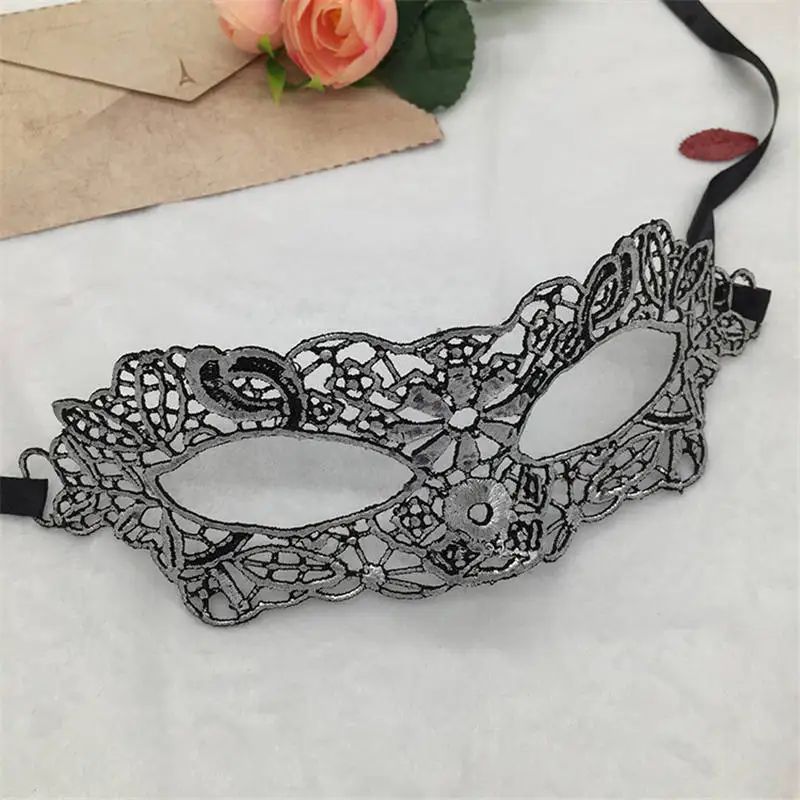 Серебряная горячая штамповка Дамская Сексуальная Маскарадная маска из кружева для карнавала, Хэллоуина, выпускного вечера, Вечерние Маски, маска для глаз#35 - Цвет: PM021TS