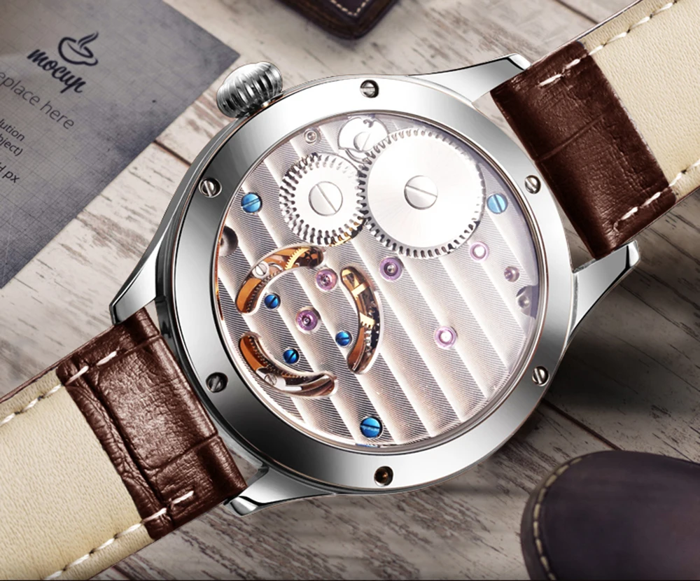 Real tourbillon mão mecânica vento men assista