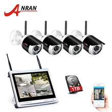 ANRAN CCTV P2P 4CH 1080P 12''LCD монитор wifi NVR 36IR водонепроницаемый 2.0MP Сетевая Беспроводная IP камера система безопасности с 2 ТБ HDD