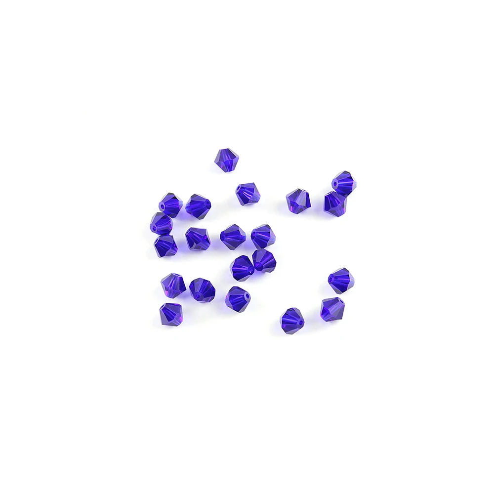 Pujiang 쥬얼리용 유리 비즈 제조업체, 다크 블루 컬러 바이콘 크리스탈 비즈, 3mm, 4mm, 1440 개