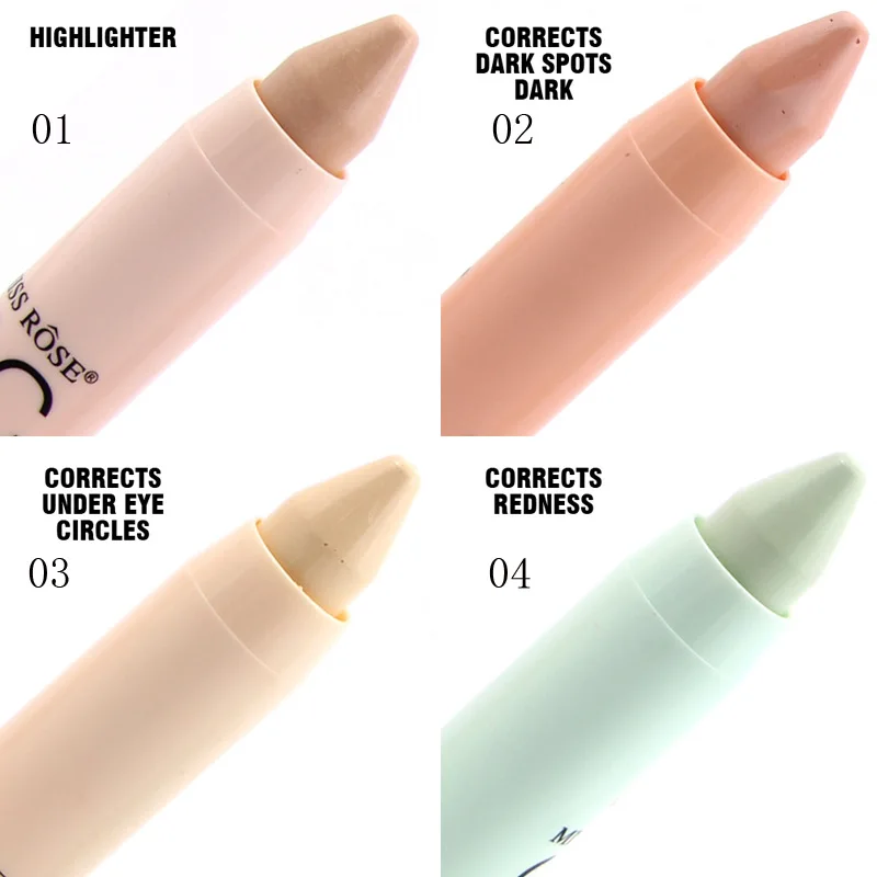 

4 Colors Makeup Concealer Stick CC Corrector Cream Bronzer Contour Pen Blemish Pores Corrects Modifying Facial Contours TSLM1