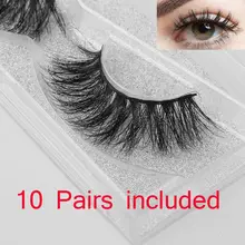 10 пар, ручная работа, толстые натуральные Мягкие натуральные норковые накладные ресницы, Длинные Накладные ресницы, большие глаза