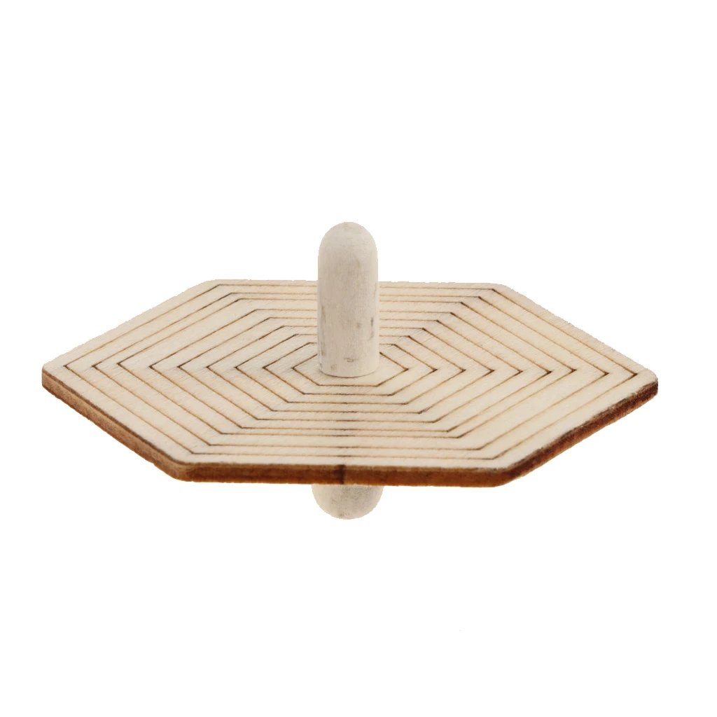 4 Pieces Funny Educational Natural Wood Gyro Spinning Top Toys For Kids Children