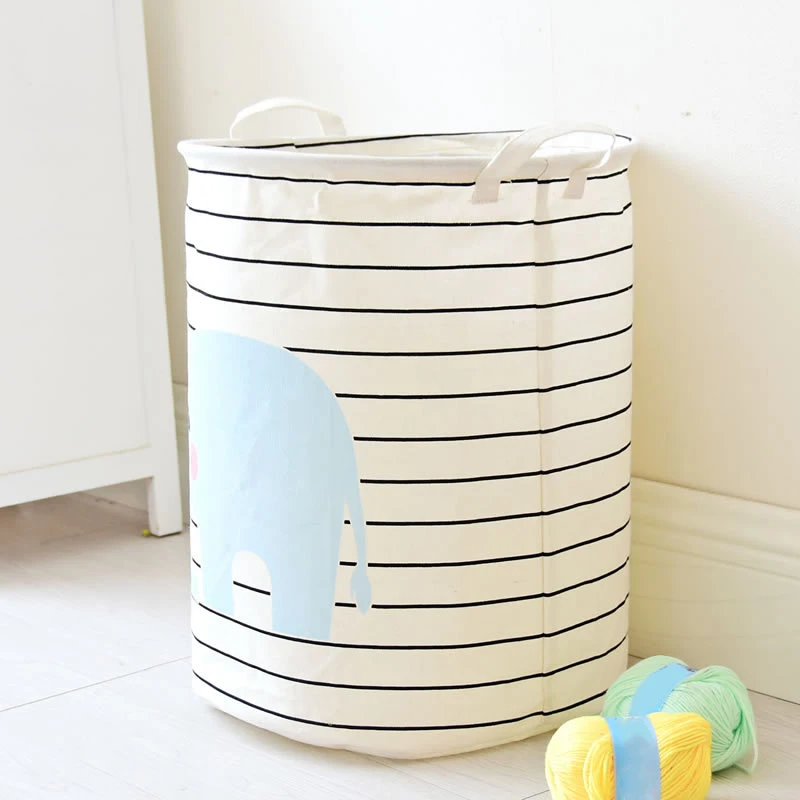 

Laundry Basket Elephant Pattern Striped Laundry Hamper Storage Basket Home Decor BDF99