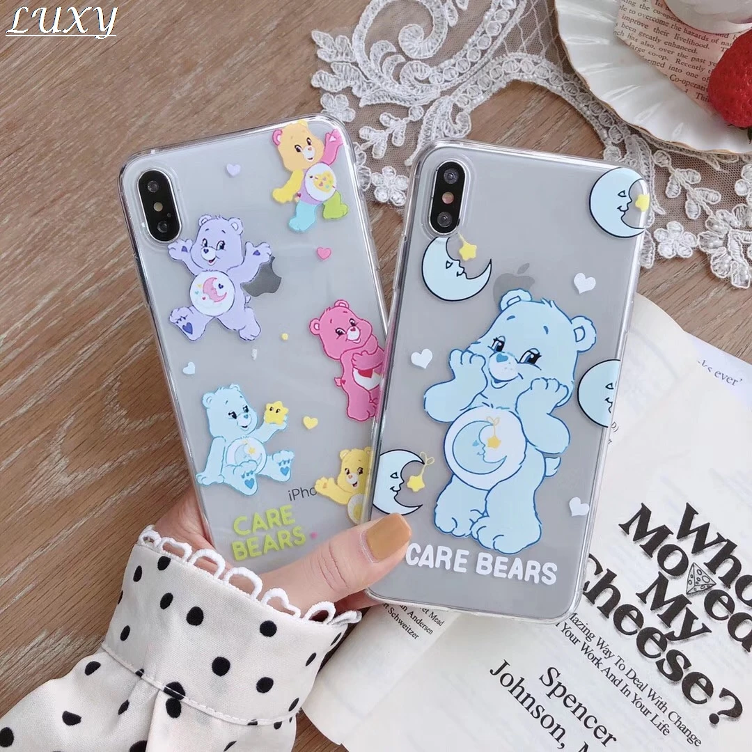 

Korea INS Rainbow Bear CARE BEARS Cute Cartoon Clear Phone Case For iPhone X XS Max Xr 8 7 6 6s Plus Candy TPU Cover Fundas