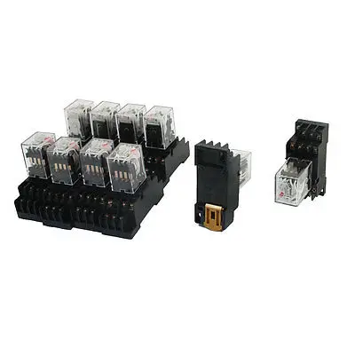 

10Pcs HH54PL AC24V Coil Red Light 4PDT 14 Pins Power Relay w Socket