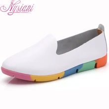 Nysiani/ женские лоферы из спилка с острым носком; сезон осень; Модные женские мокасины; женская повседневная обувь на плоской подошве; большой размер 44