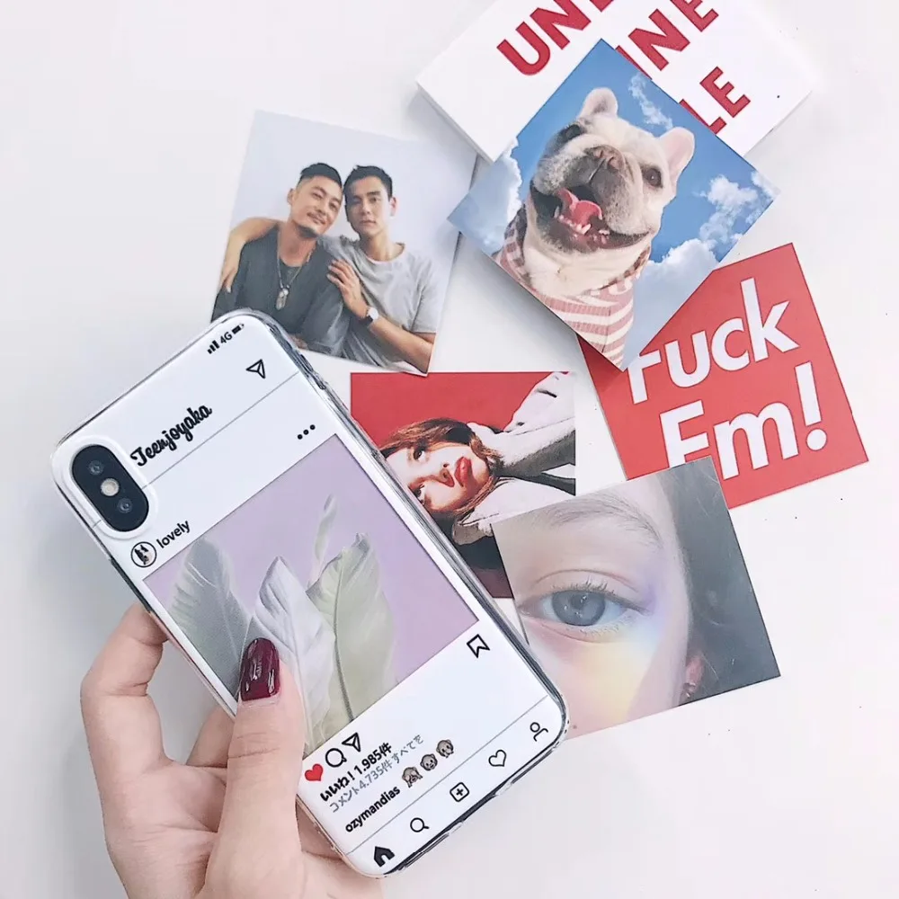 Instagram мягкие чехлы для IPhone X 10 8 7 принципиально Полный Чехол 5 5S SE 6 6S Plus прекрасный