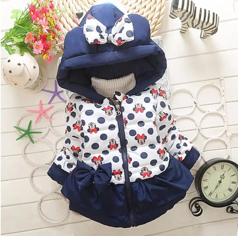 

Retail new style 3 color clothes, girls Mickey, Minnie Jacket Boys and girls thick warm cotton jacket children lovely coat