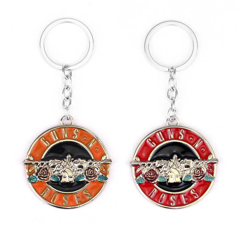 

2019 New Famous American Hard Rock Band Roling Guns N 'Roses Key Chain Alloy Keychain Pendant Key Ring Holder Gift Accessories