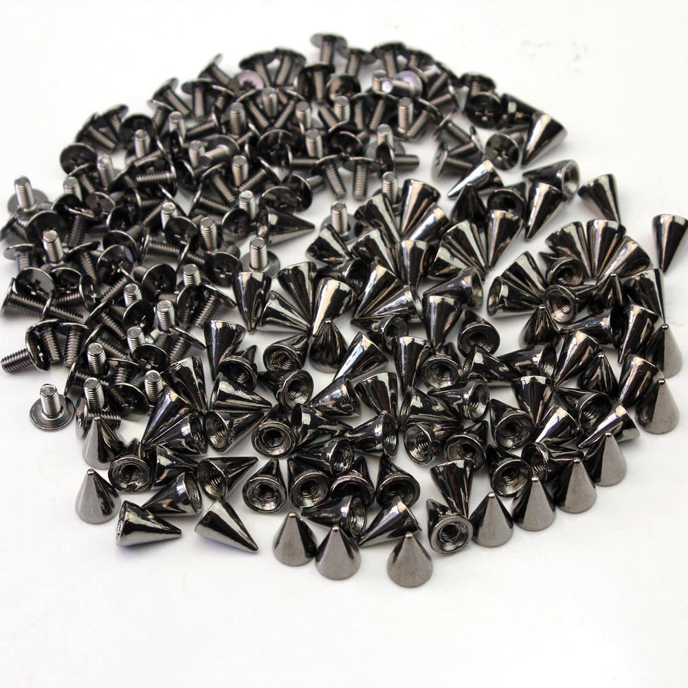 100PCS Metal Bag Studs Cone Punk Spike Spots Rivet Screw Bullet Leathercraft DIY 100PCS Metal Bag Studs Cone Punk Spike Spots Rivet Screw Bullet Leathercraft DIY