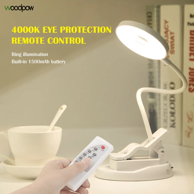 

Woodpow LED Clip Desk Lamp Touch Sensor Switch With Mirror Light 4000K Eye Protect Fexible Desk Light Dimmer USB Table Lamp