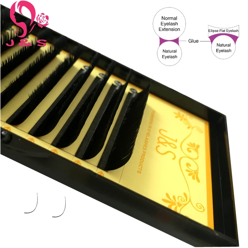Online J   S Menawan Lu L Bulu Mata 2 Pcs Ellipse Flat Faux Mink Ekstensi Bulu Mata Datar Bulu Mata, ellipse Bulu Mata, Alur Bulu Mata