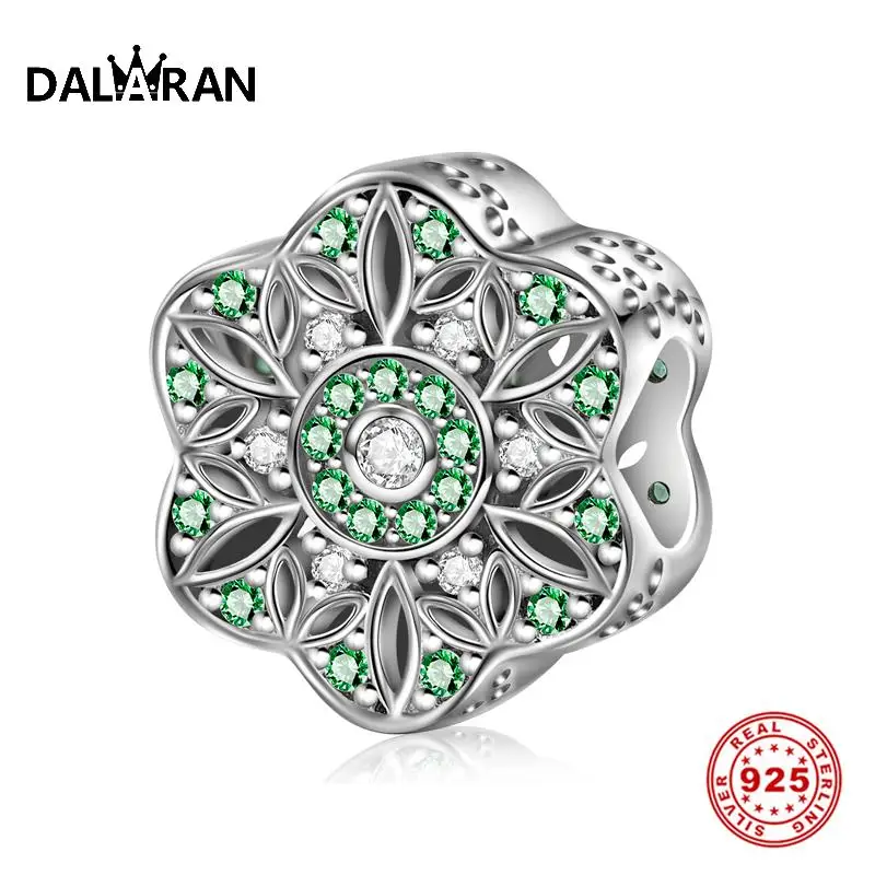 DALARAN зеленый цветок растения DIY амулеты серебряные бусины 925 пробы для