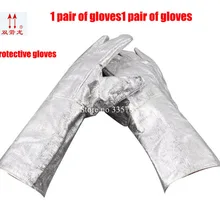 Новая высокая температура Перчатки все Алюминий фольги излучения защиты противопожарные Перчатки 300 градусов анти-ожоги защиты Перчатки