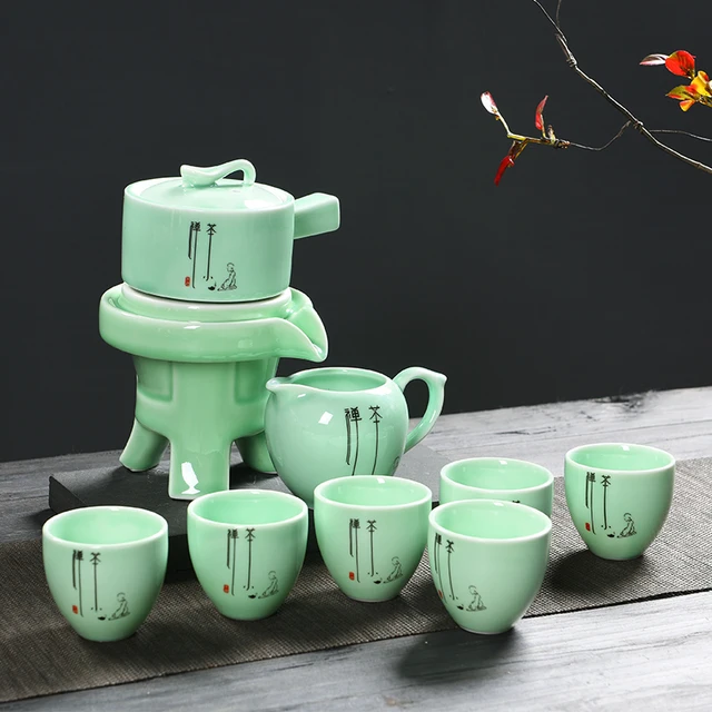 Newest Chinese Tea Sets Ceramic Teapot & Cup Set Semi automatic Portable Teaset Tea Infuser 6
