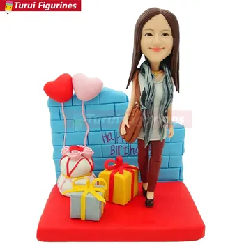 

Fashion Girl Personalized Gift Bobble Head Clay Figurines Based on Customers' Photos Using As Birthday Cake Topper, Wife Gifts,