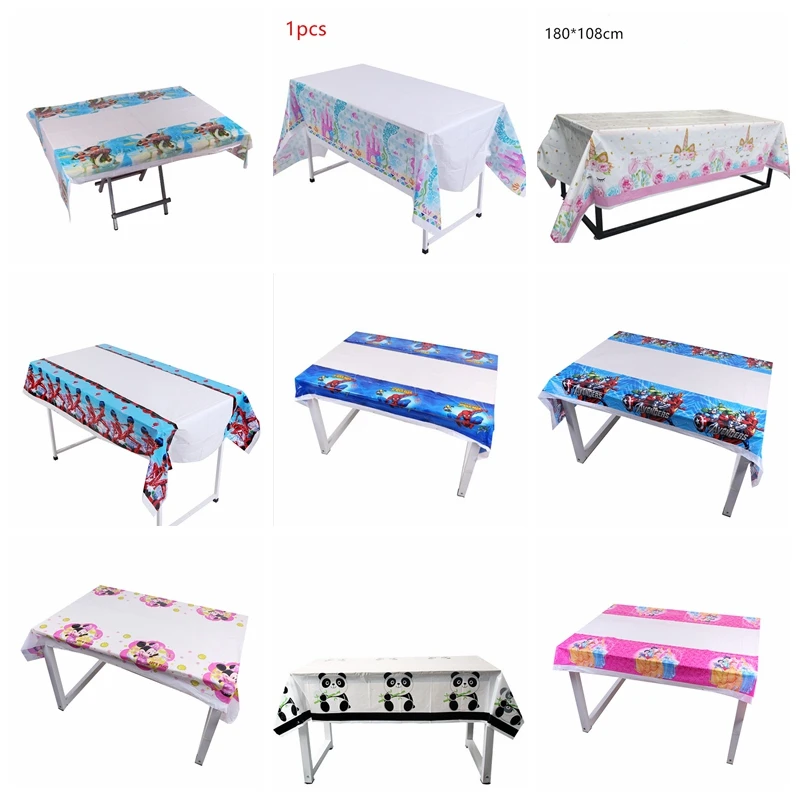 

Birthday party decoration 108*180cm Minions Avengers Princess Minnie Mickey Moana Table Cloth Party Supplies Girl Boy Gifts