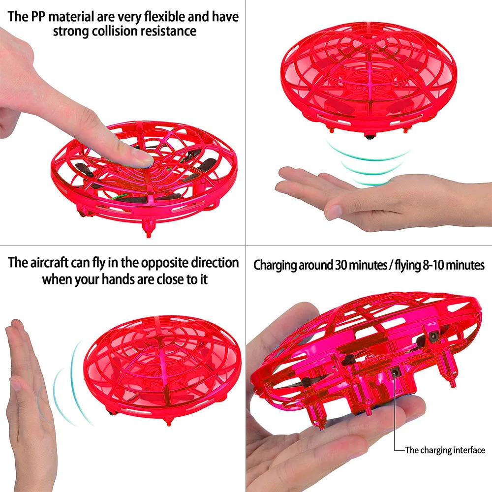 Мини НЛО Дрон анти-столкновения ручной вертолет Infraed индукционный Квадрокоптер обновления RC самолет мяч игрушки для детей