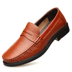 2019 Новая мужская повседневная обувь из натуральной кожи весна-осень дышащая обувь на плоской подошве натуральная кожа мужская обувь