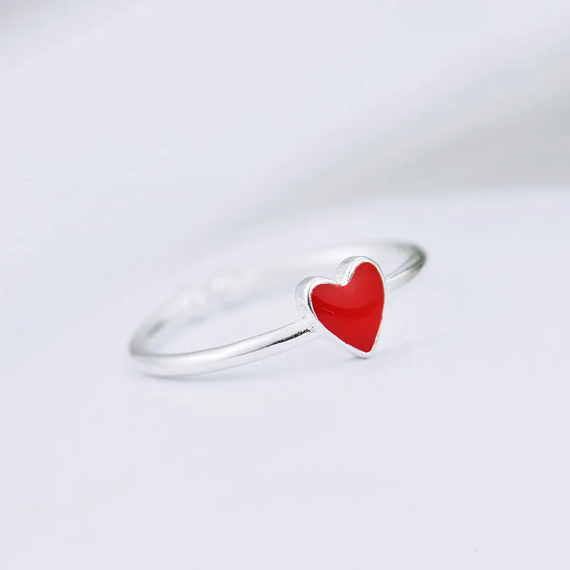 Новые популярные винтажные кольца с красным сердцем для женщин, регулируемые кольца с маленьким сердцем, вечерние ювелирные изделия, свадебные кольца bague anillos