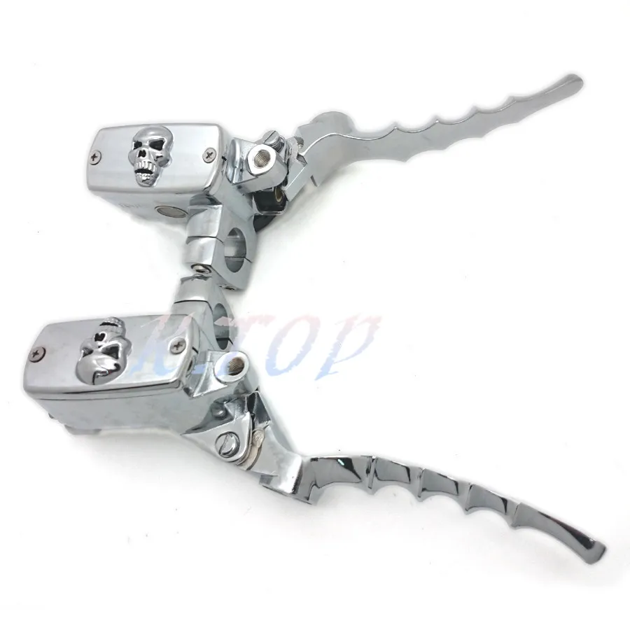 1/" Skull Hand Control Reservoir Brake Clutch Levers For Harley Dyna Tour Glide