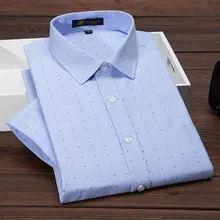 Летняя новая модная мужская рубашка с коротким рукавом, с принтом, Оксфорд, рубашка в горошек, высокое качество, обычная посадка, мягкая мужская умная Повседневная рубашка