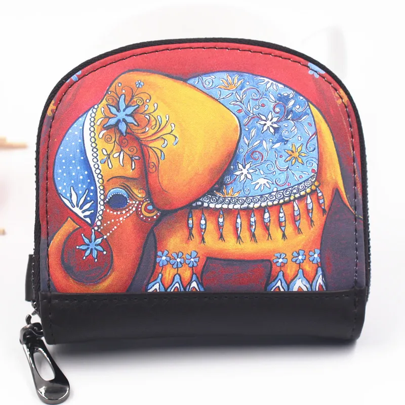 

Creative print elephant coin purse women's short wallet Ladies clutch change purse Female cartoon Zipper coins bag Small wallet