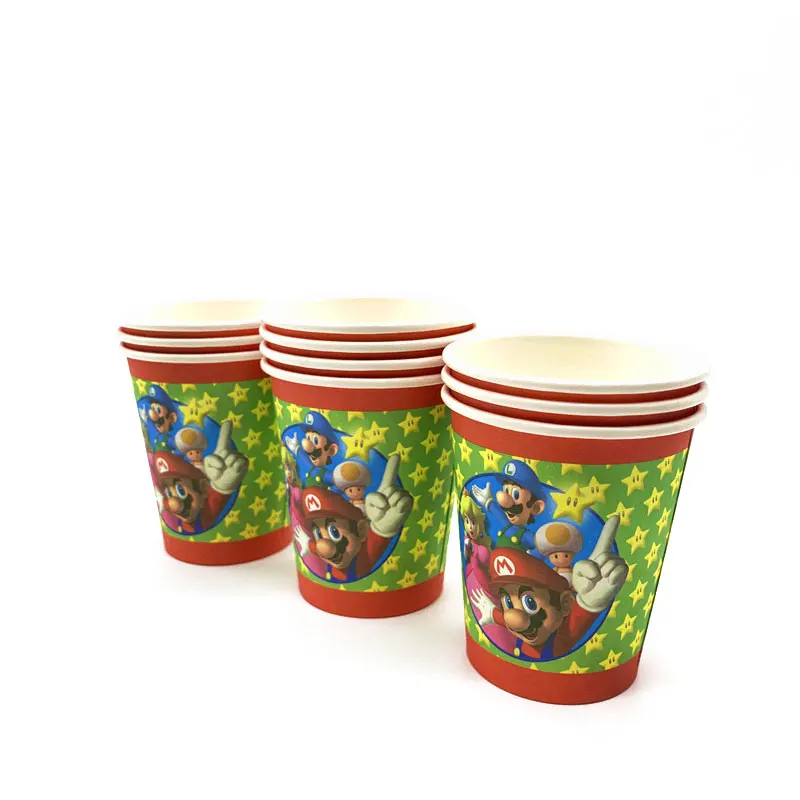 

10pcs/lot Super Mario theme party cups Super Mario paper cups kids birthday party decorations Mario Bros party supplies