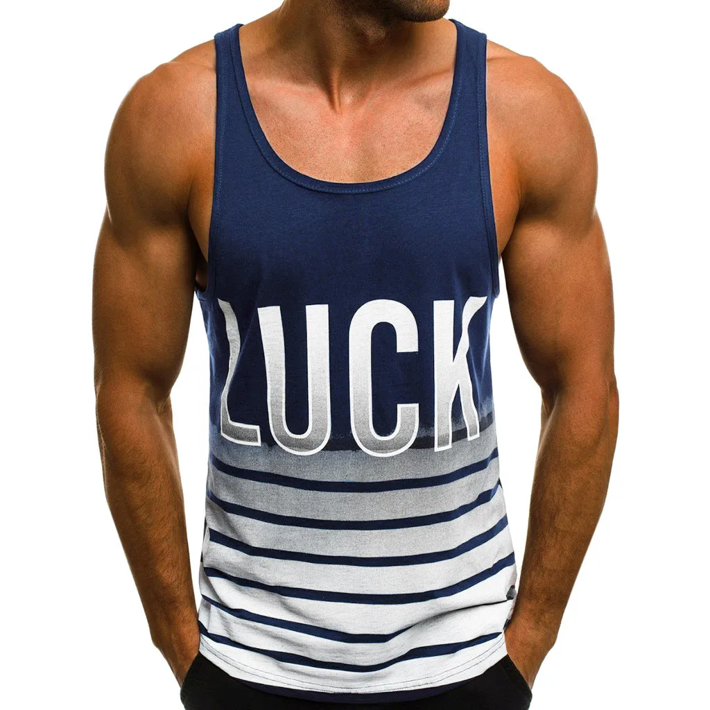 

Men's Casual Vest Slim Letter Printed Sleeveless Tank Top Top Blouse debardeur femme fitness clothing bodybuilding shirt 2019