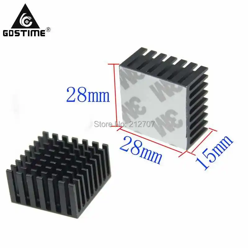 

2pcs Gdstime Black Aluminum Heat Sink Heatsinks 28x28x15mm Radiator Cooler
