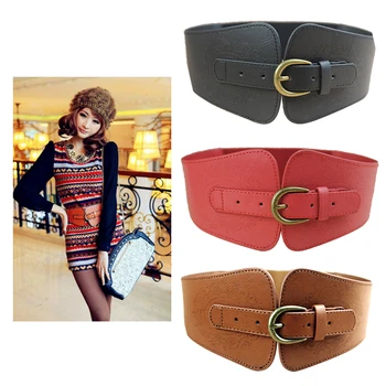 

Fashion Brand Waist Belt Lady's Waist Docoration New Retro Totem Belt Women Imitation Leather Pin Buckle Wide Female Designer