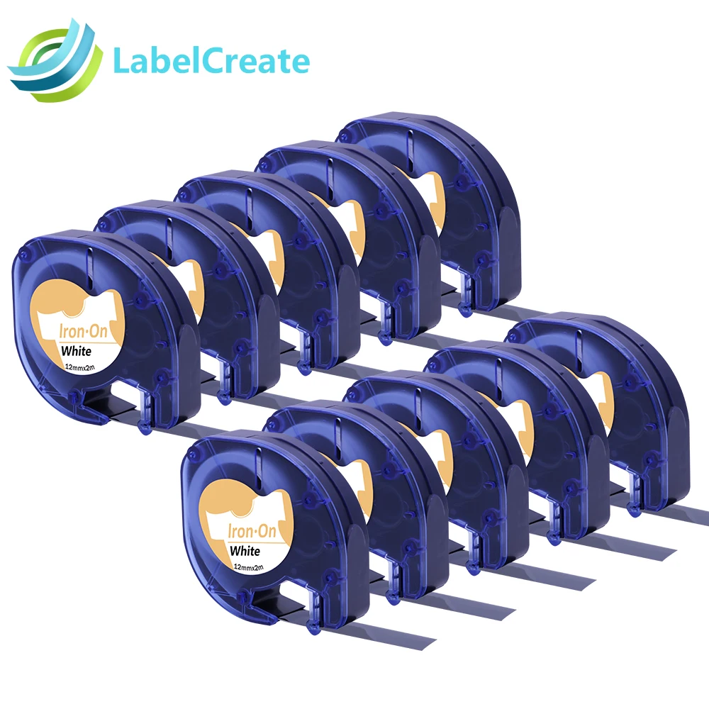 10 Packs Compatible for DYMO Letra Tag Iron On Fabric Label 18771 Black