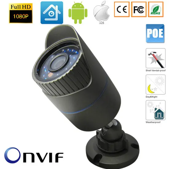 

1920x1080P 2.0MP Waterproof Outdoor IR Cut Night Vision Security Network CCTV Onvif IP 48V POE Camera Support IOS/Andriod View