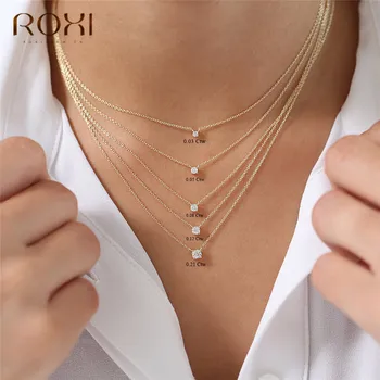 ROXI Cubic Zirconia Chain Necklaces & Pendants 925 Sterling Silver Necklace Crystal Wedding Jewelry Women Engagement Accessories