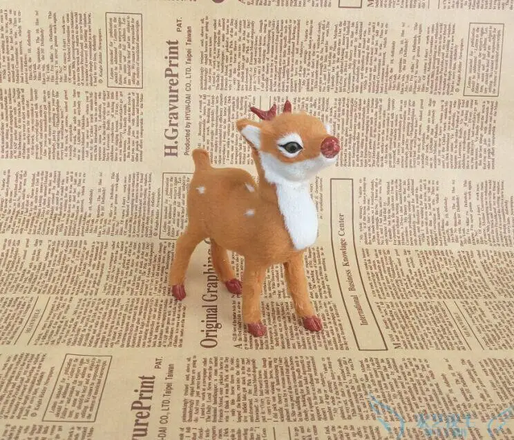 small cute simulation deer toy plastic&fur deer baby doll gift 14x11cm