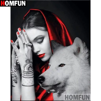 

HOMFUN Full Square/Round Drill 5D DIY Diamond Painting "Beautiful wolf" Embroidery Cross Stitch 5D Home Decor Gift A16309